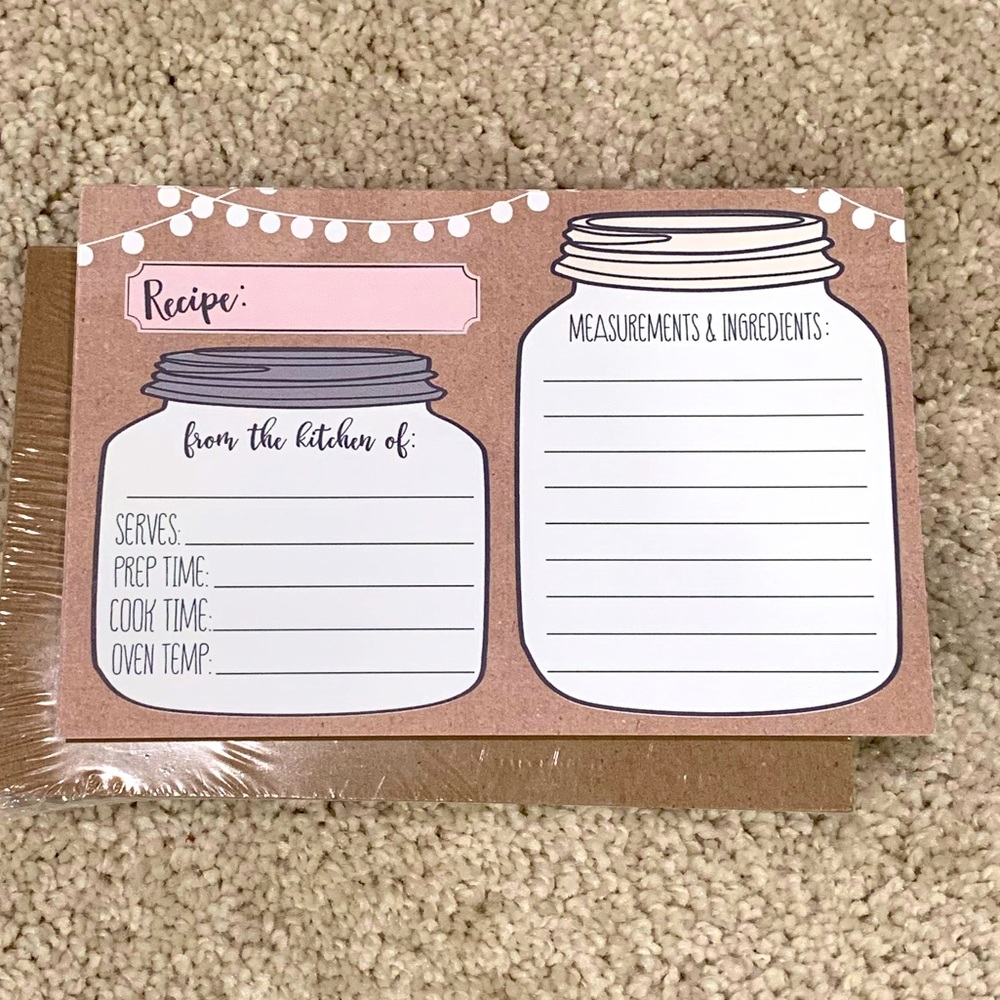 Rustic Mason Jar Recipe Cards